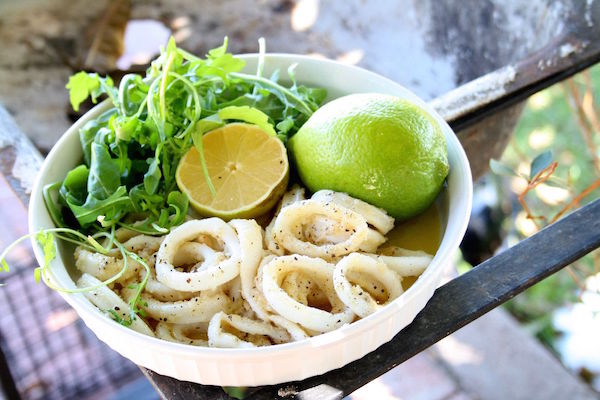 Chilli Salt and Pepper Squid with Rocket