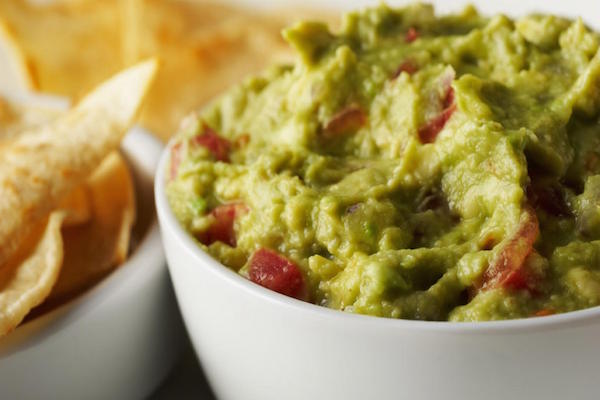 Home made guacamole with crudites