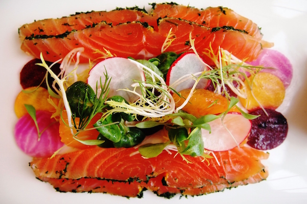 Hot Beet, Trout and Watercress Salad